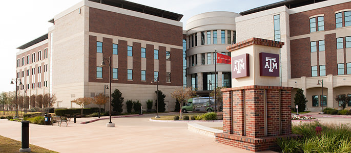 Exterior view of the Health Science Center building on the Round Rock campus