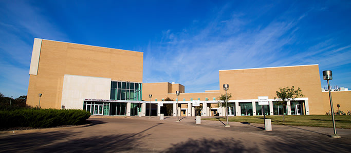 Exterior view of the School of Public Health building on the College Station campus