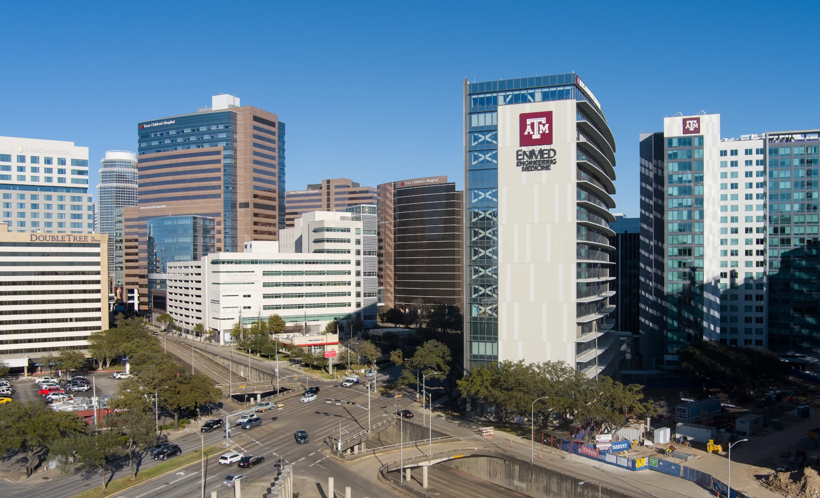 Exterior view of the School of Engineering Medicine building on the Houston campus