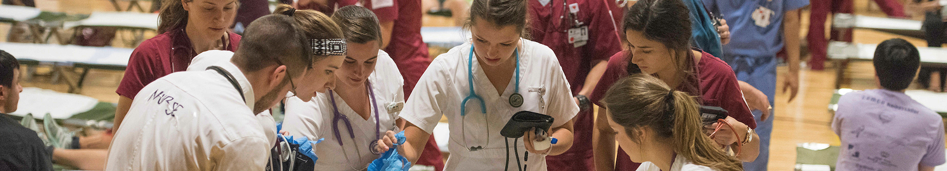Group of medical students working together
